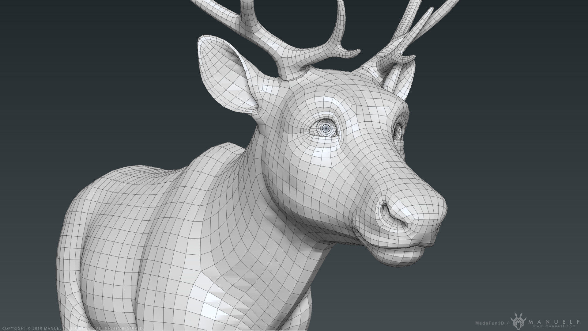 Stylized Cartoon Reindeer 3D model_16