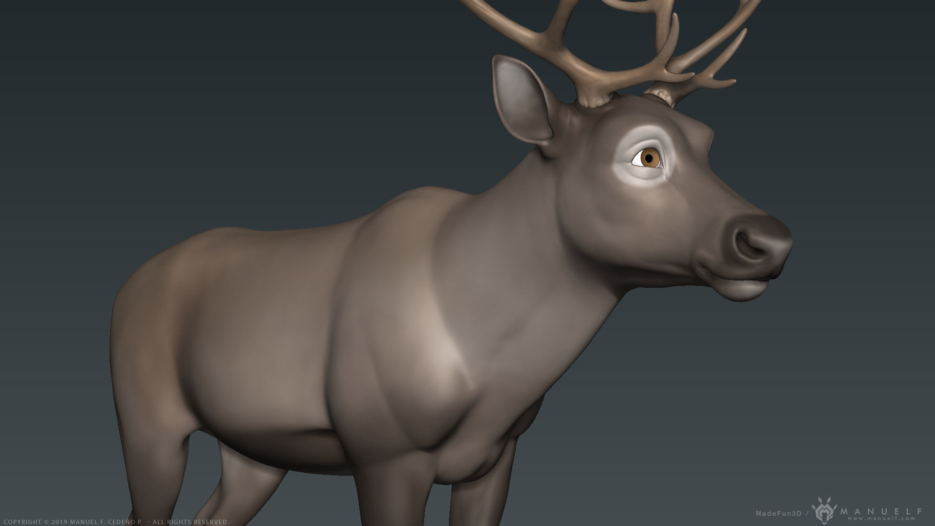Stylized Cartoon Reindeer 3D model_7