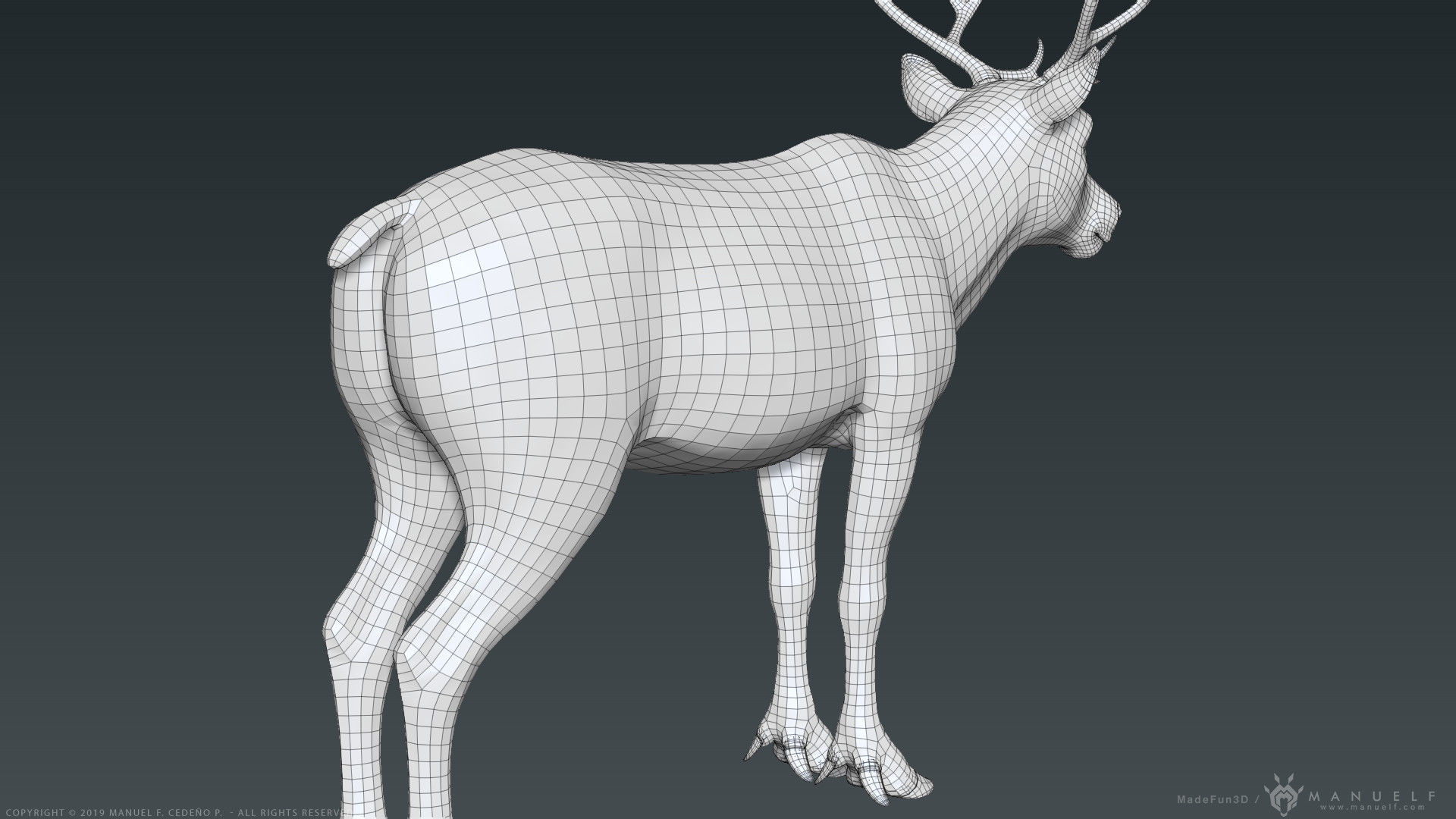 Stylized Cartoon Reindeer 3D model_17