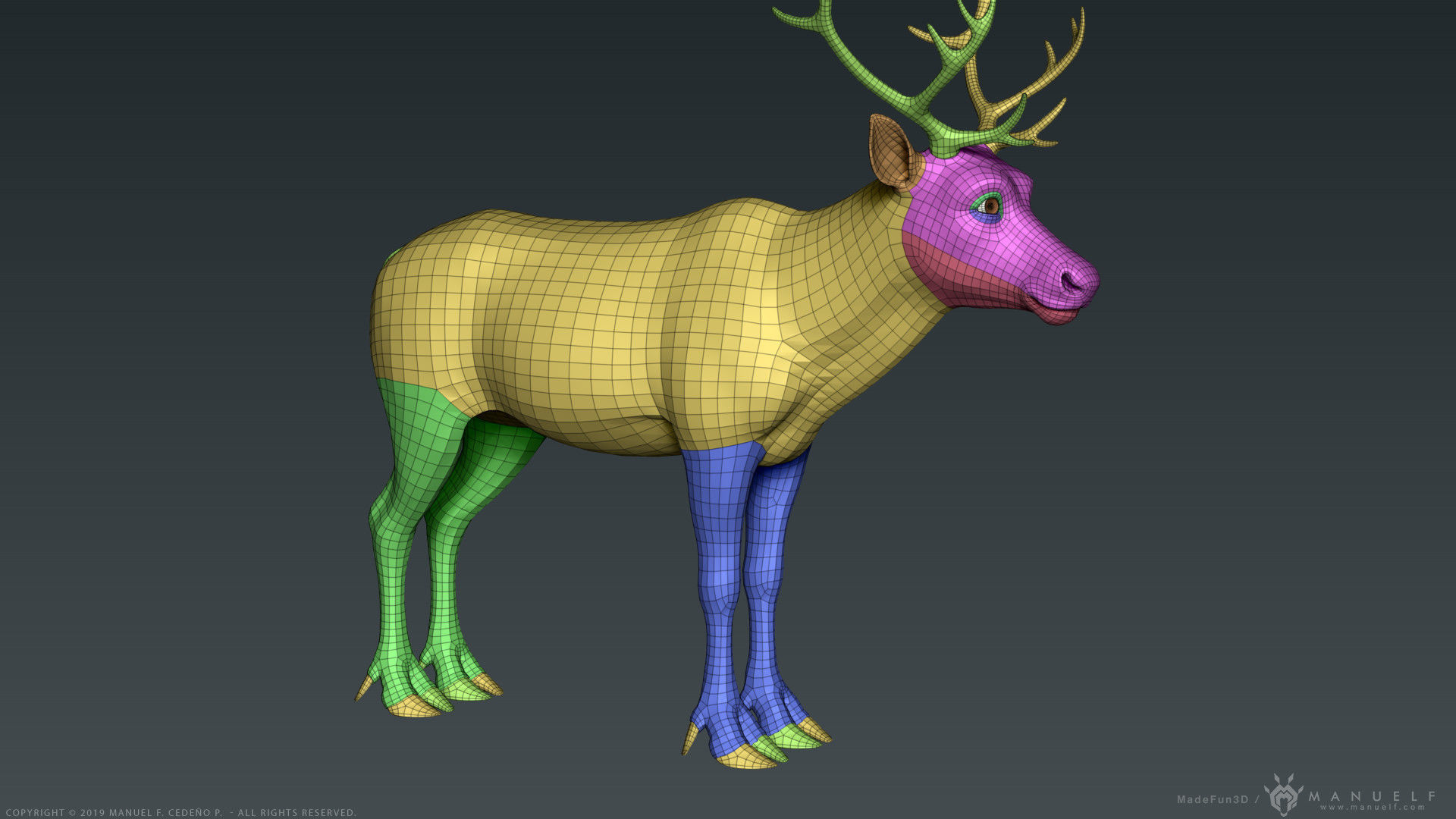 Stylized Cartoon Reindeer 3D model_13