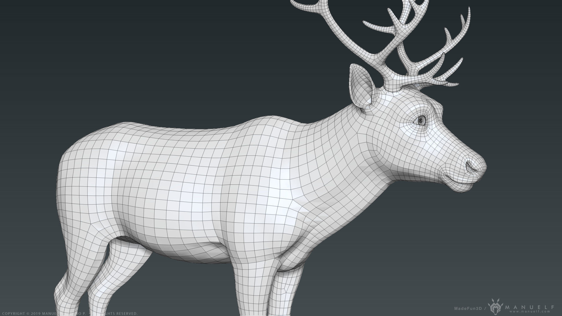 Stylized Cartoon Reindeer 3D model_15