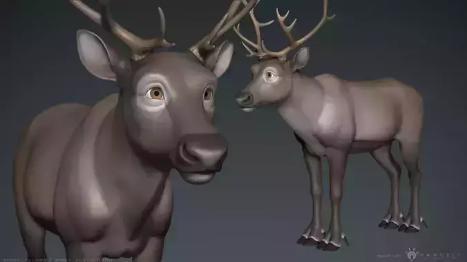 Stylized Cartoon Reindeer 3D model