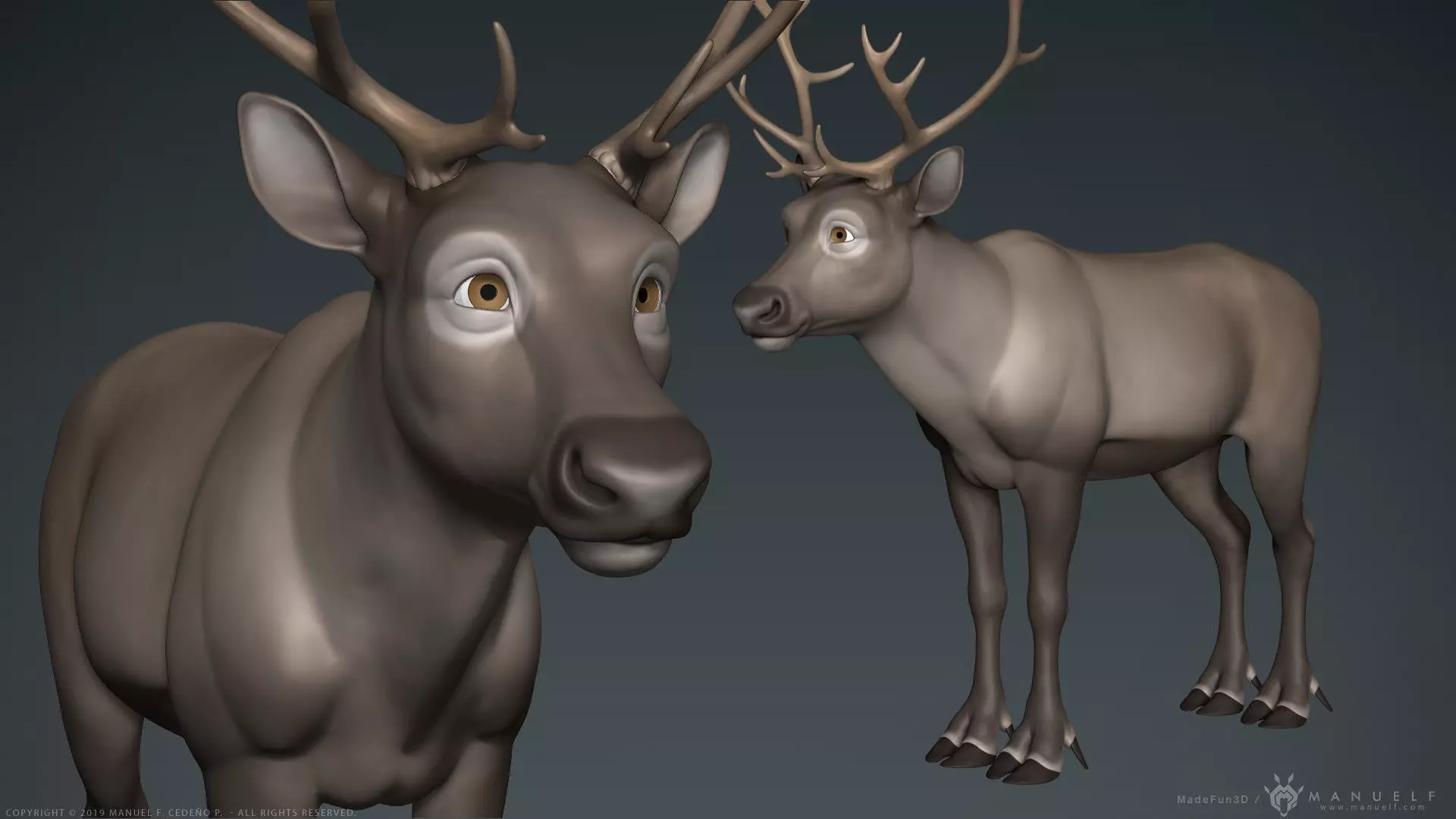 Stylized Cartoon Reindeer 3D model_0
