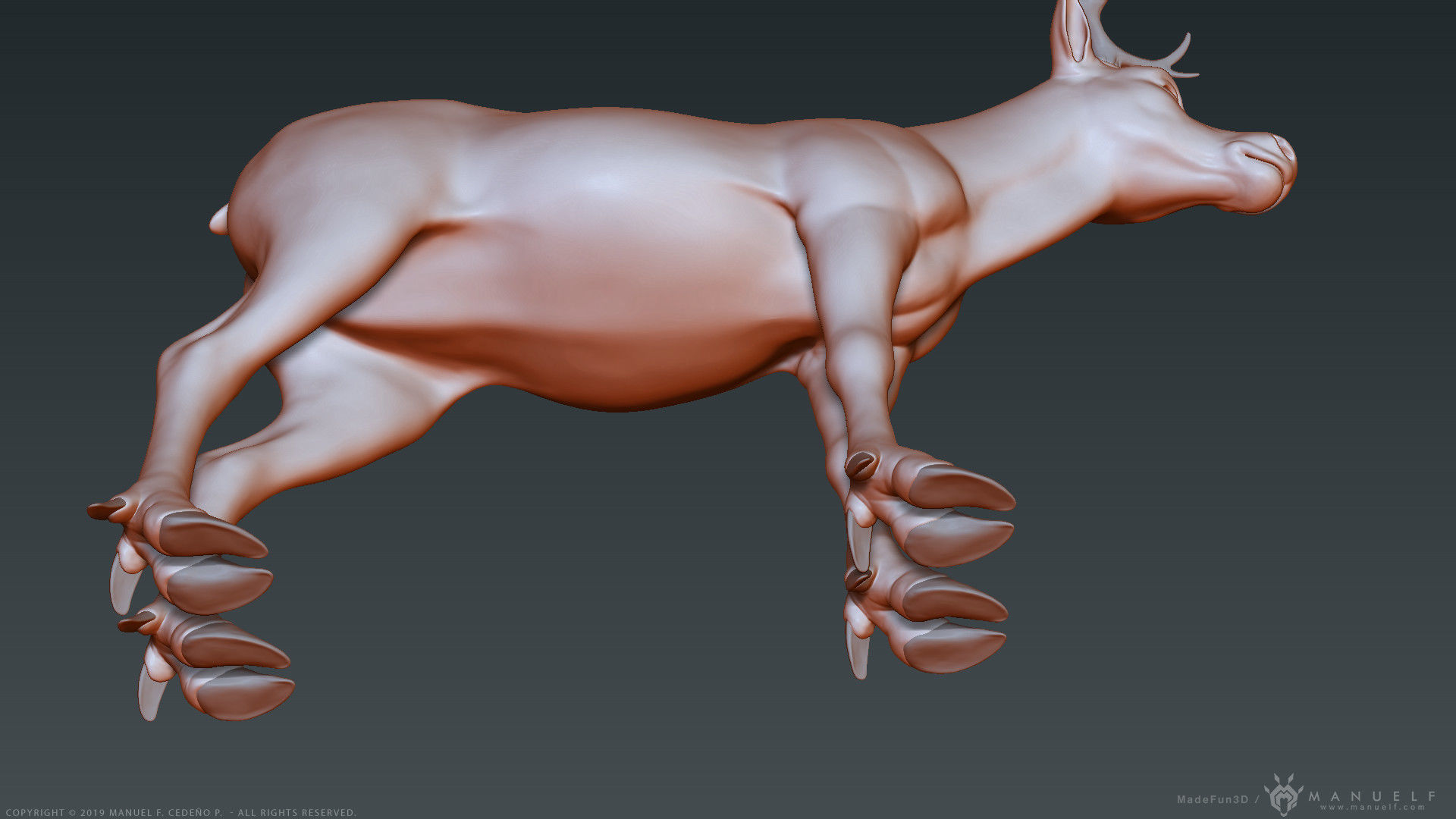 Stylized Cartoon Reindeer 3D model_12