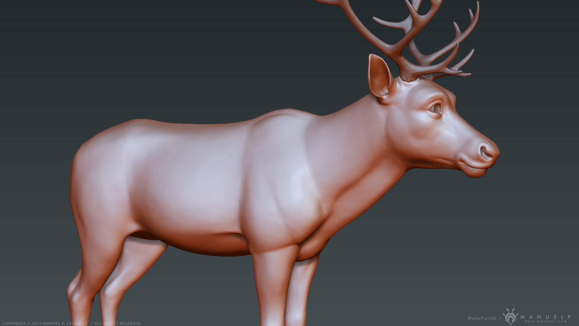 Stylized Cartoon Reindeer 3D model_10