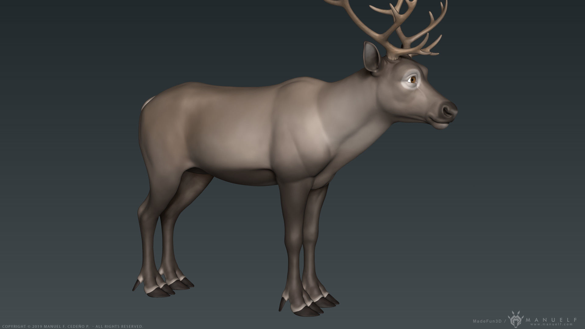 Stylized Cartoon Reindeer 3D model_1
