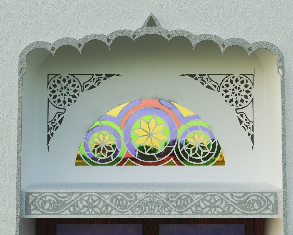 Qamaria stained glasses and Yemeni classic window Low-poly 3D model_3