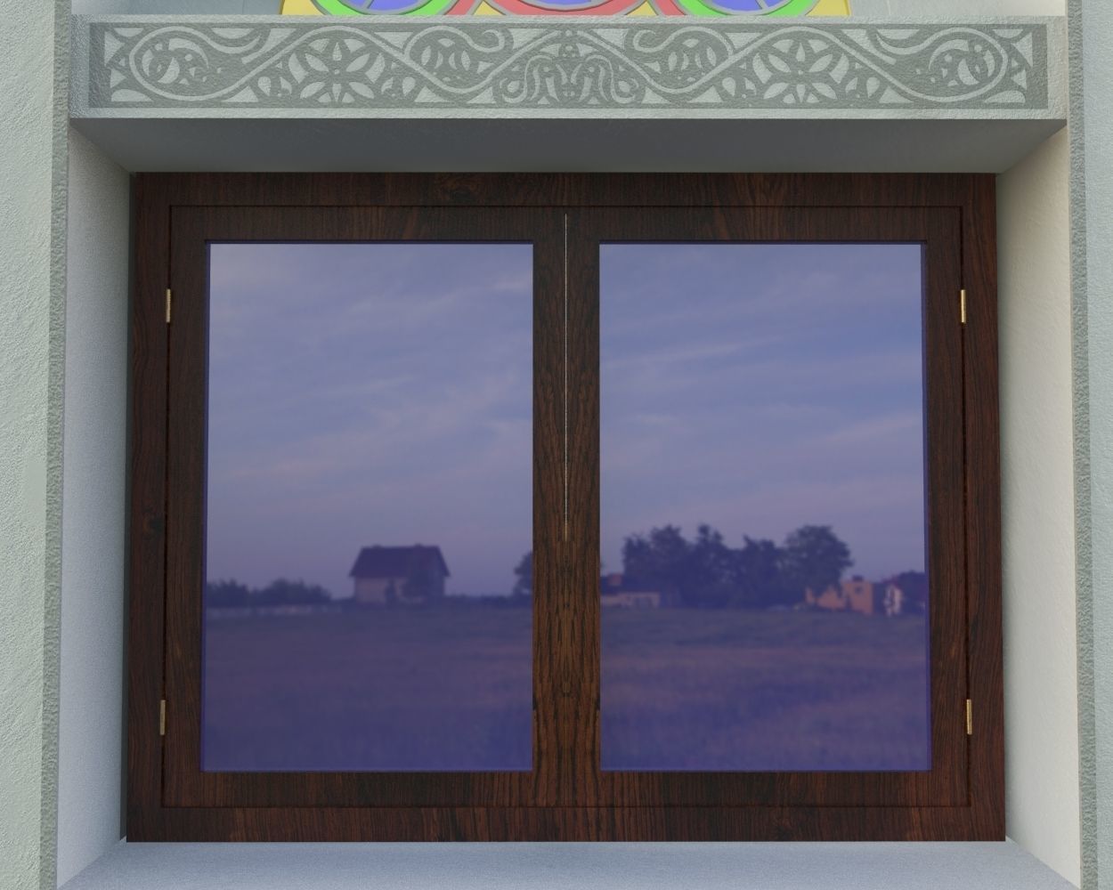 Qamaria stained glasses and Yemeni classic window Low-poly 3D model_9