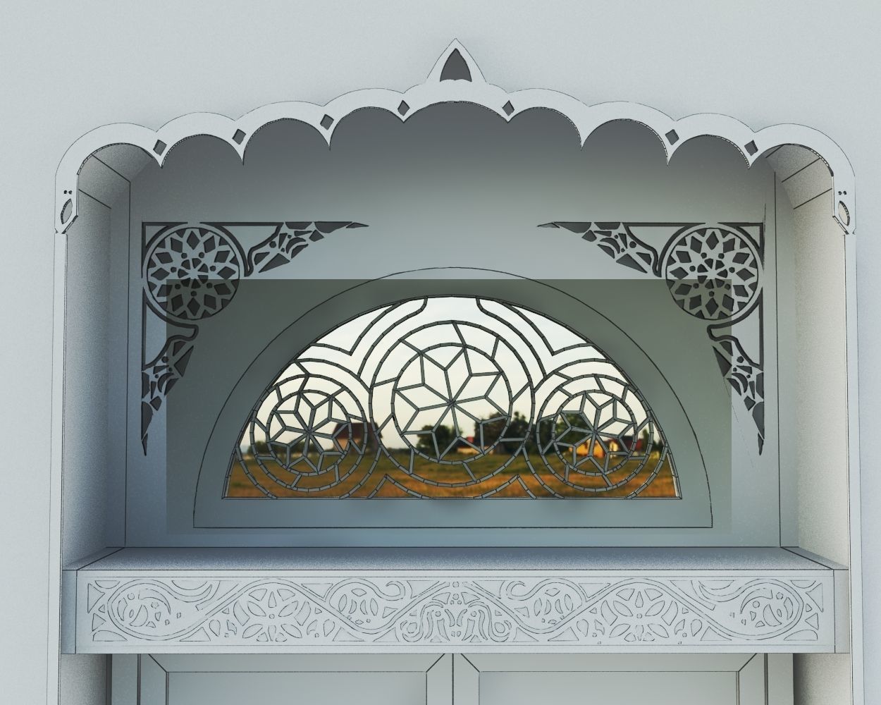 Qamaria stained glasses and Yemeni classic window Low-poly 3D model_5