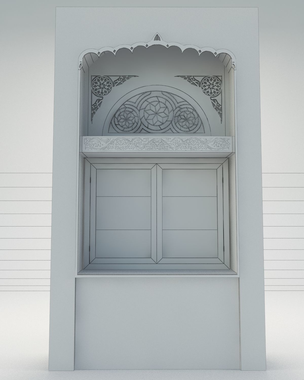 Qamaria stained glasses and Yemeni classic window Low-poly 3D model_7