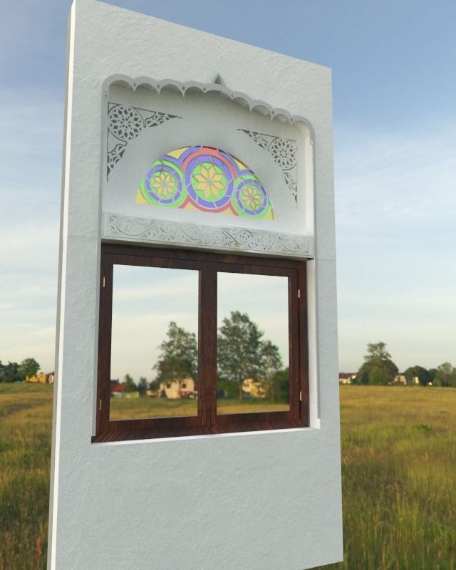 Qamaria stained glasses and Yemeni classic window Low-poly 3D model_11