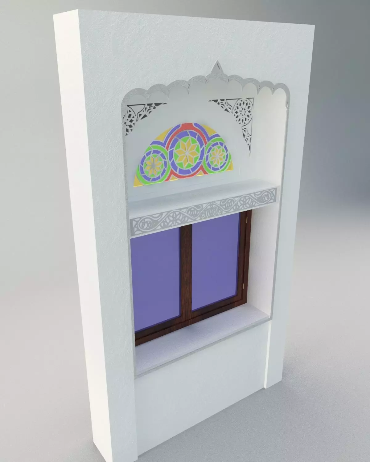Qamaria stained glasses and Yemeni classic window Low-poly 3D model_0