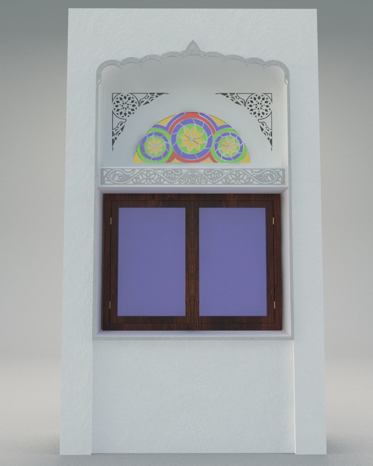 Qamaria stained glasses and Yemeni classic window Low-poly 3D model_6