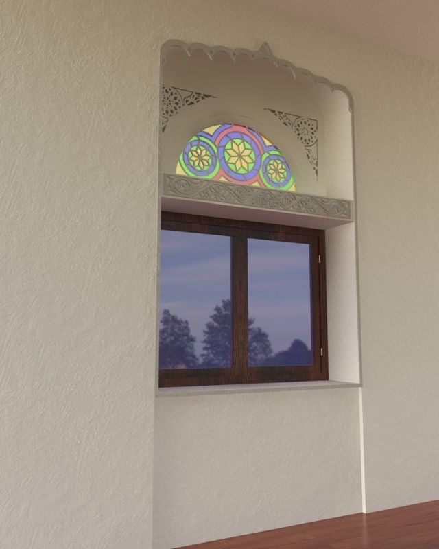 Qamaria stained glasses and Yemeni classic window Low-poly 3D model_10
