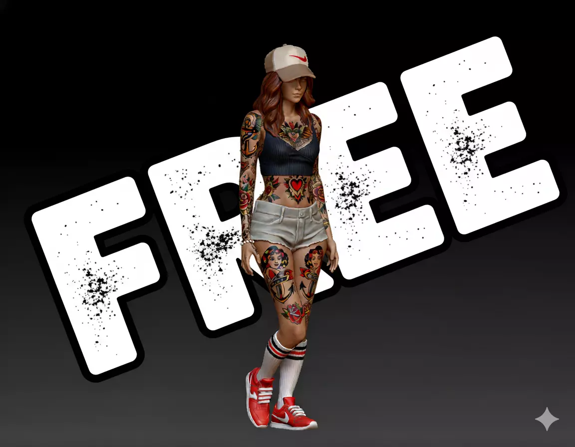 lady old school figure Free 3D print model