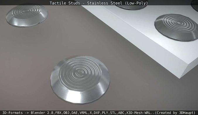 Tactile Studs - Stainless Steel - Low-Poly Version Low-poly 3D model