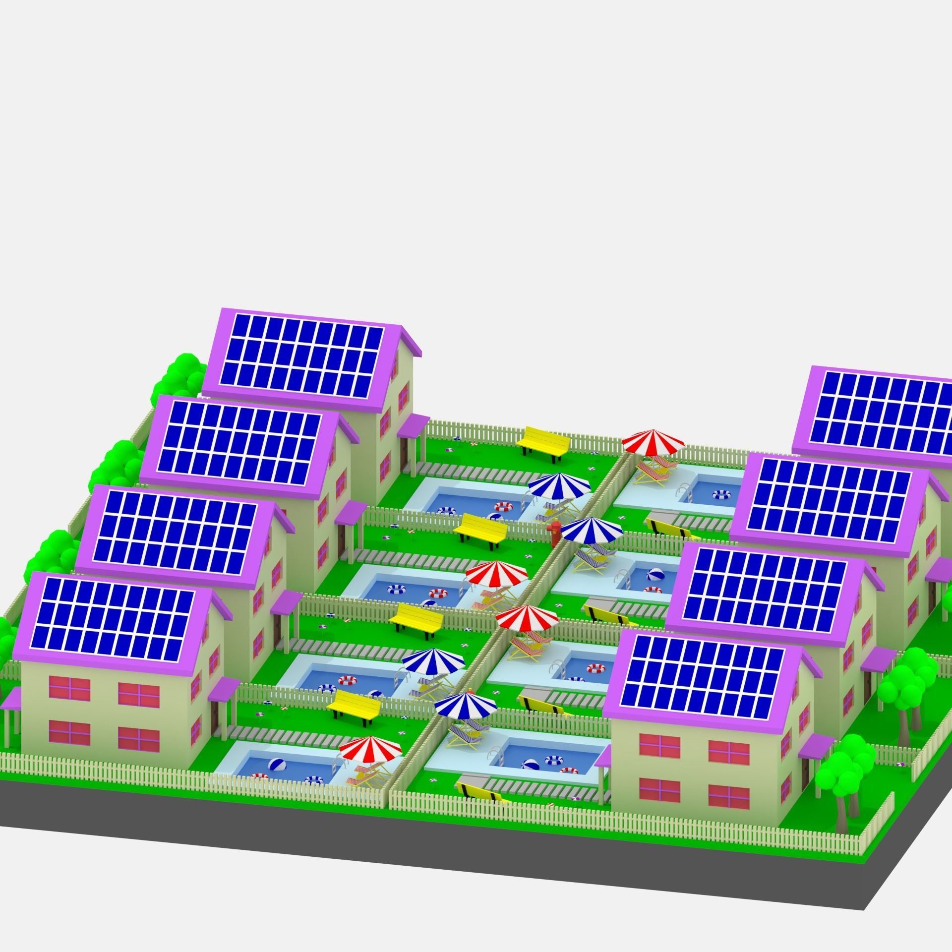 Low Poly Cartoon House Low-poly 3D model_11