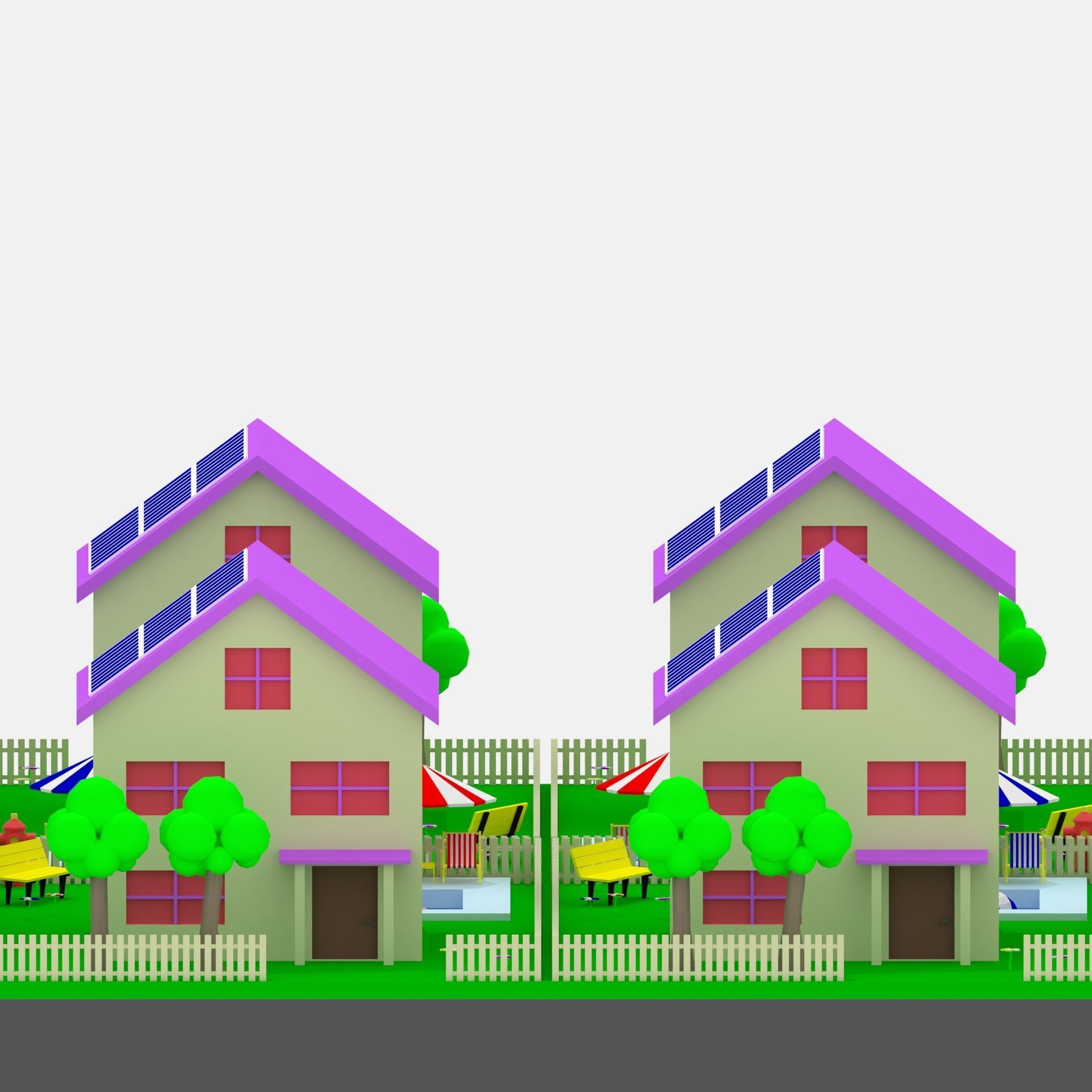 Low Poly Cartoon House Low-poly 3D model_14
