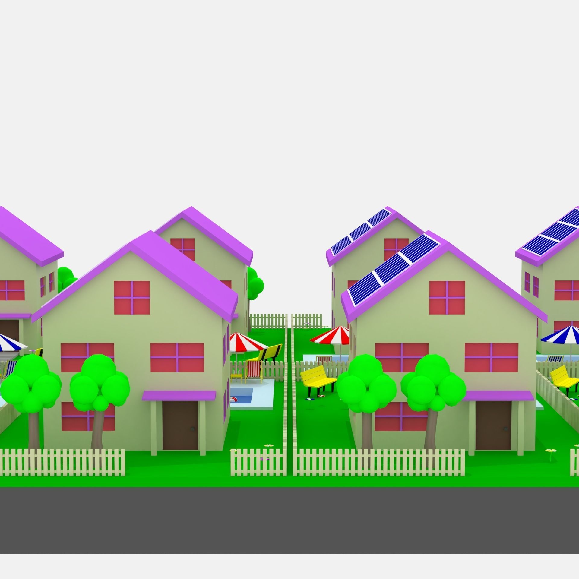 Low Poly Cartoon House Low-poly 3D model_13