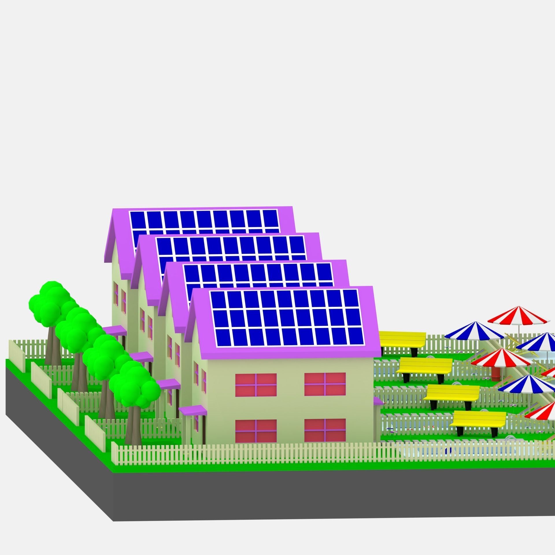 Low Poly Cartoon House Low-poly 3D model_9