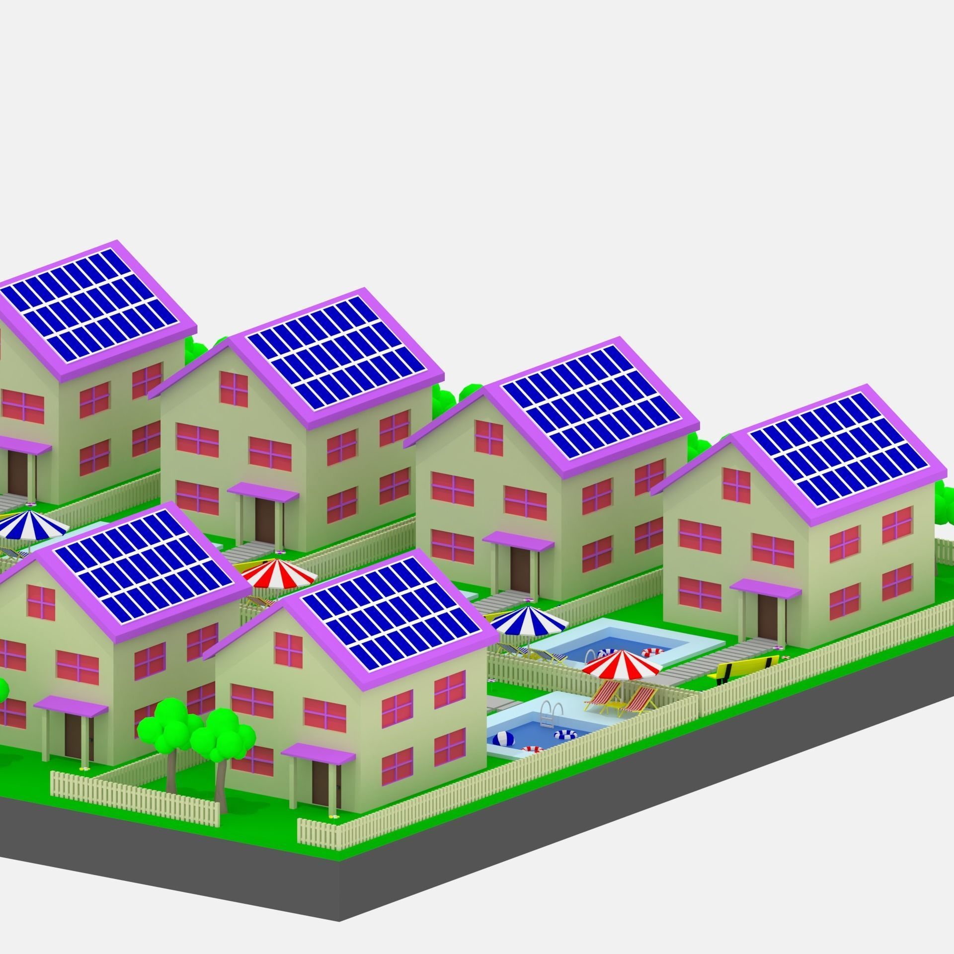 Low Poly Cartoon House Low-poly 3D model_7