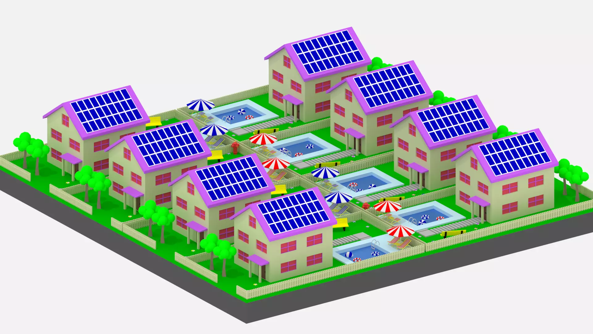 Low Poly Cartoon House Low-poly 3D model_0