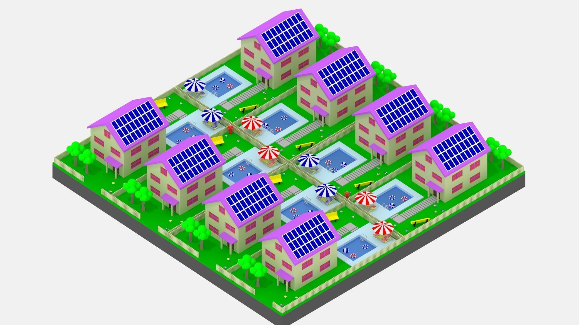 Low Poly Cartoon House Low-poly 3D model_1