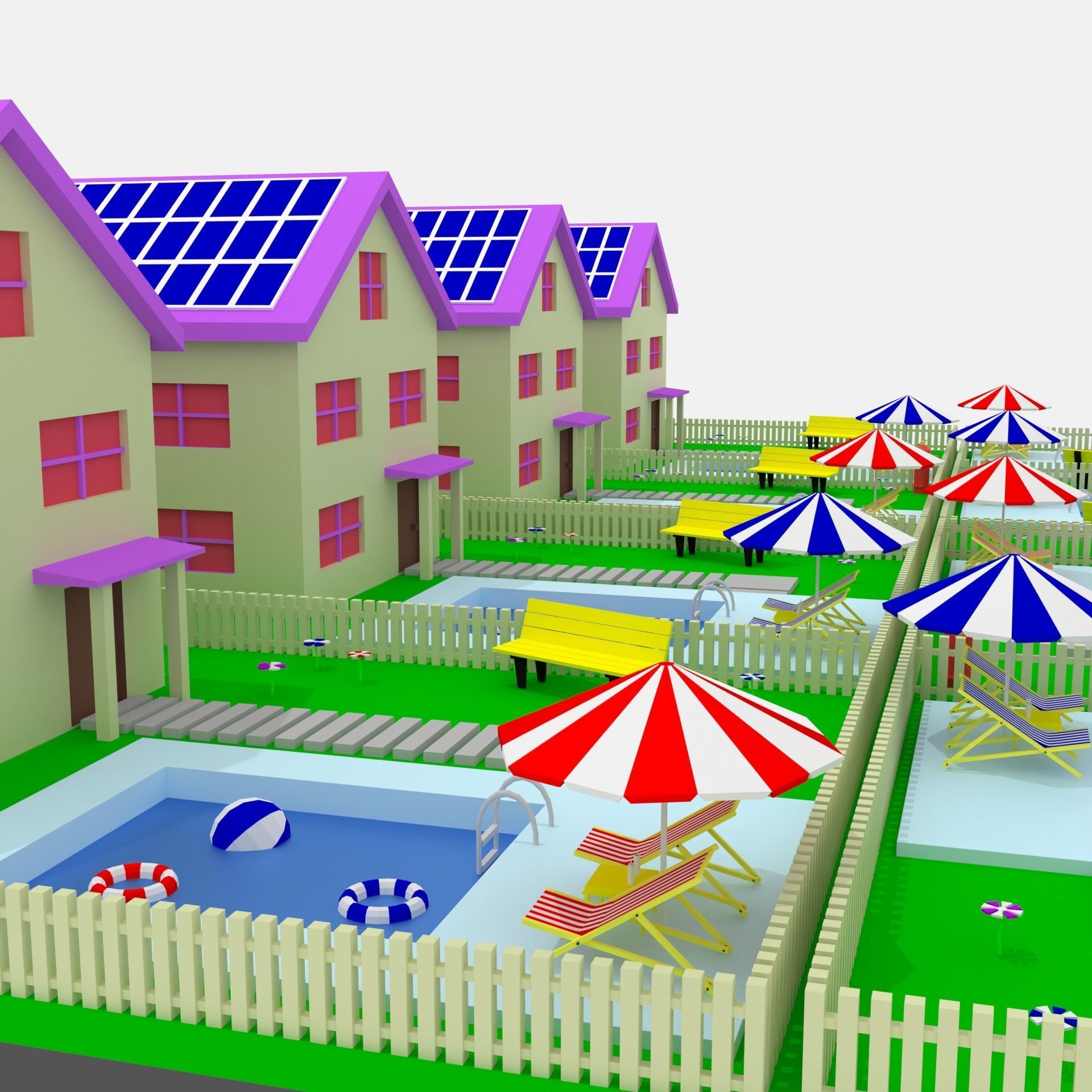 Low Poly Cartoon House Low-poly 3D model_3