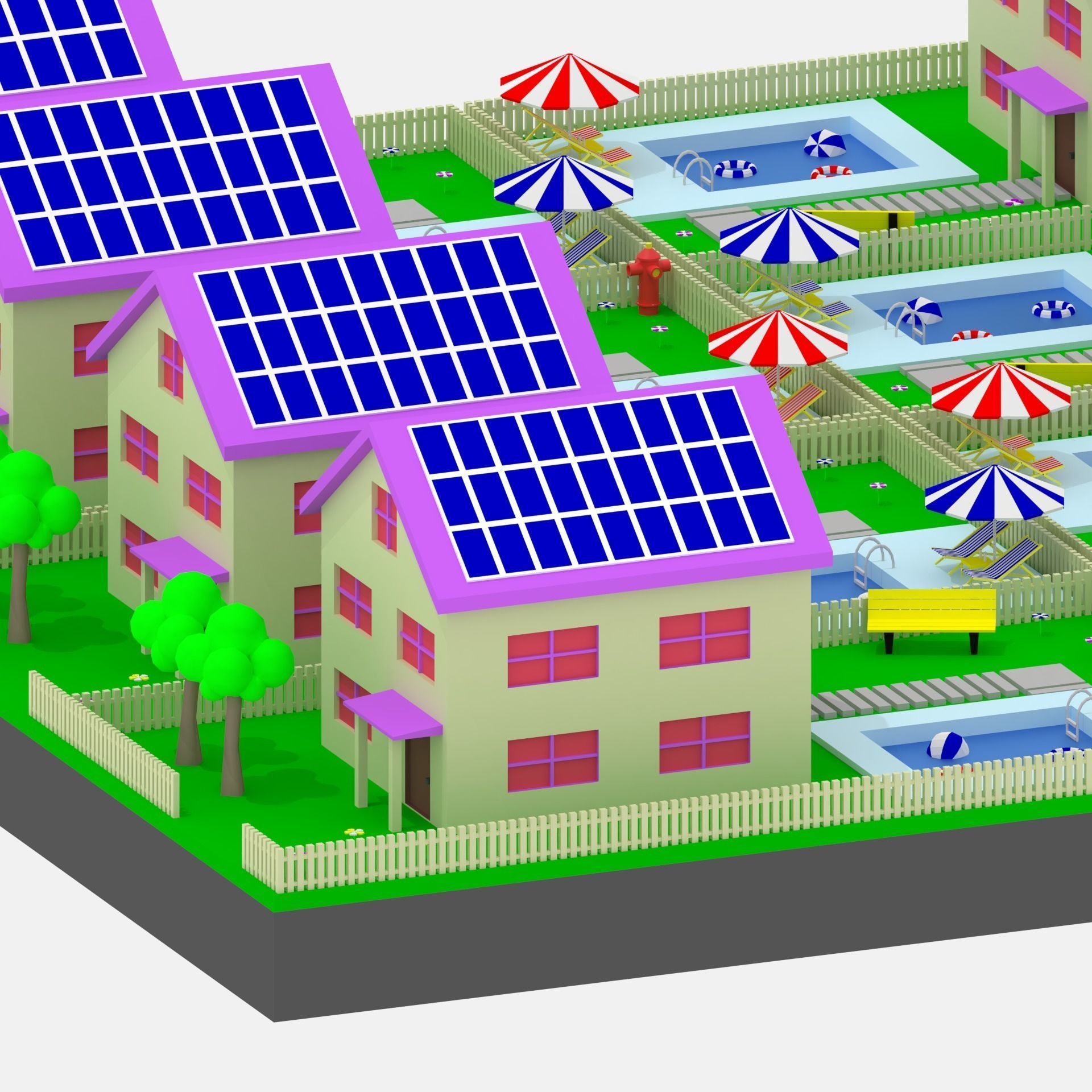 Low Poly Cartoon House Low-poly 3D model_10