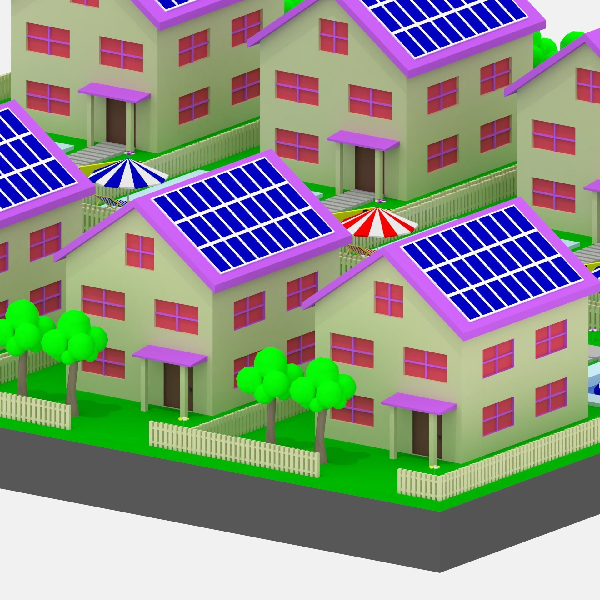 Low Poly Cartoon House Low-poly 3D model_8