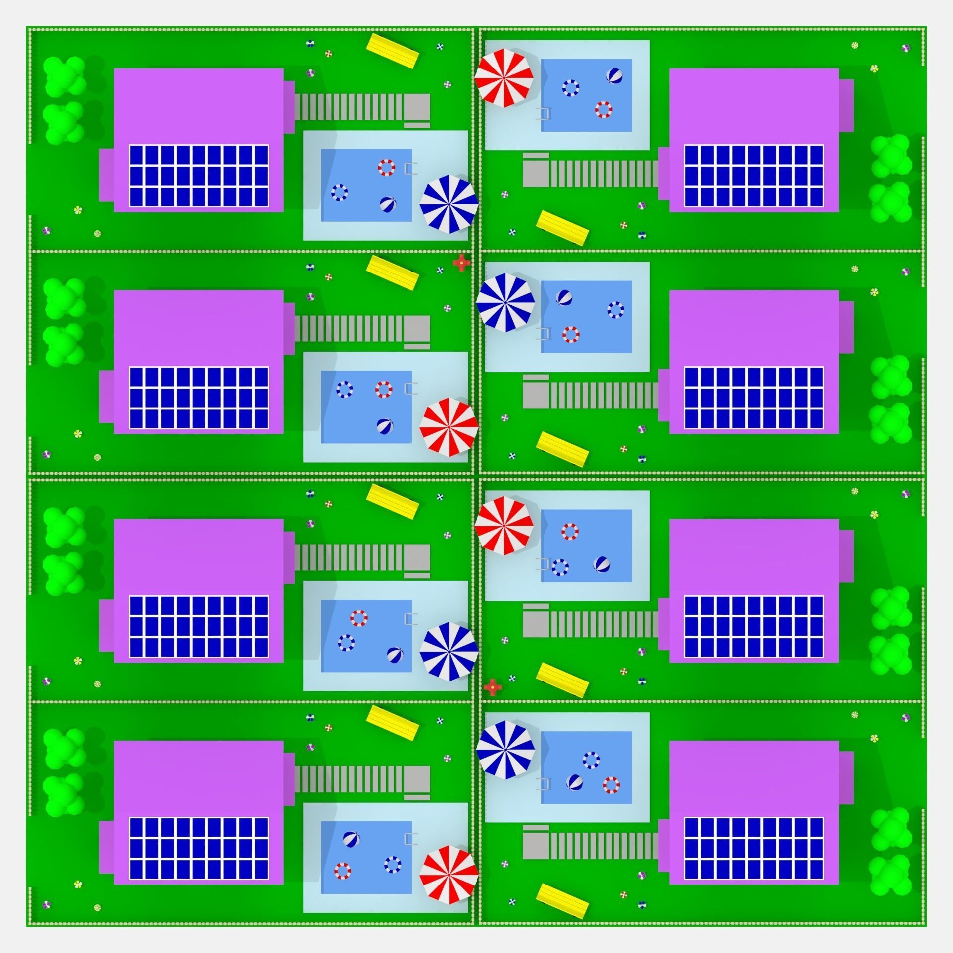 Low Poly Cartoon House Low-poly 3D model_6