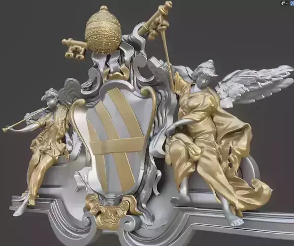 Pediment of Travi fountain 3D model