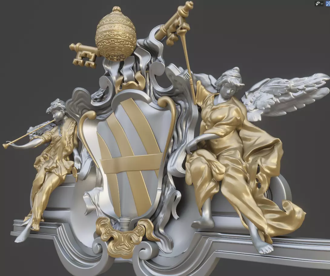 Pediment of Travi fountain 3D model_0