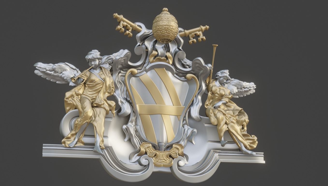 Pediment of Travi fountain 3D model_2