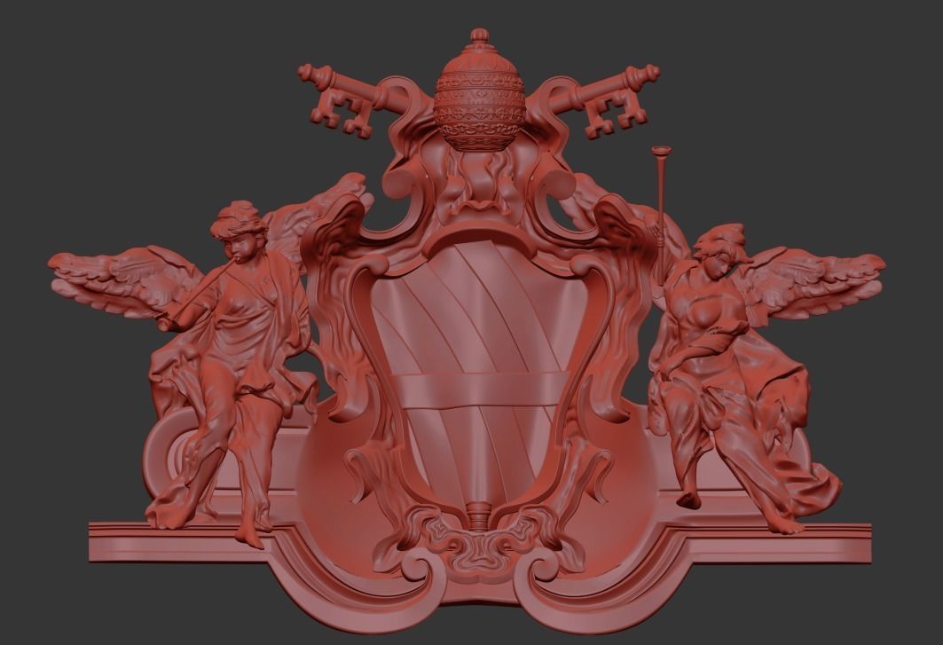 Pediment of Travi fountain 3D model_1