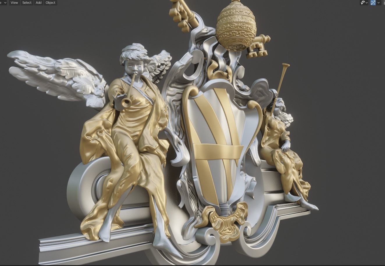 Pediment of Travi fountain 3D model_3