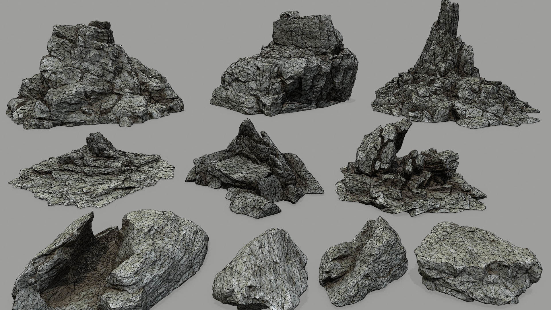 Rock set Low-poly 3D model_31