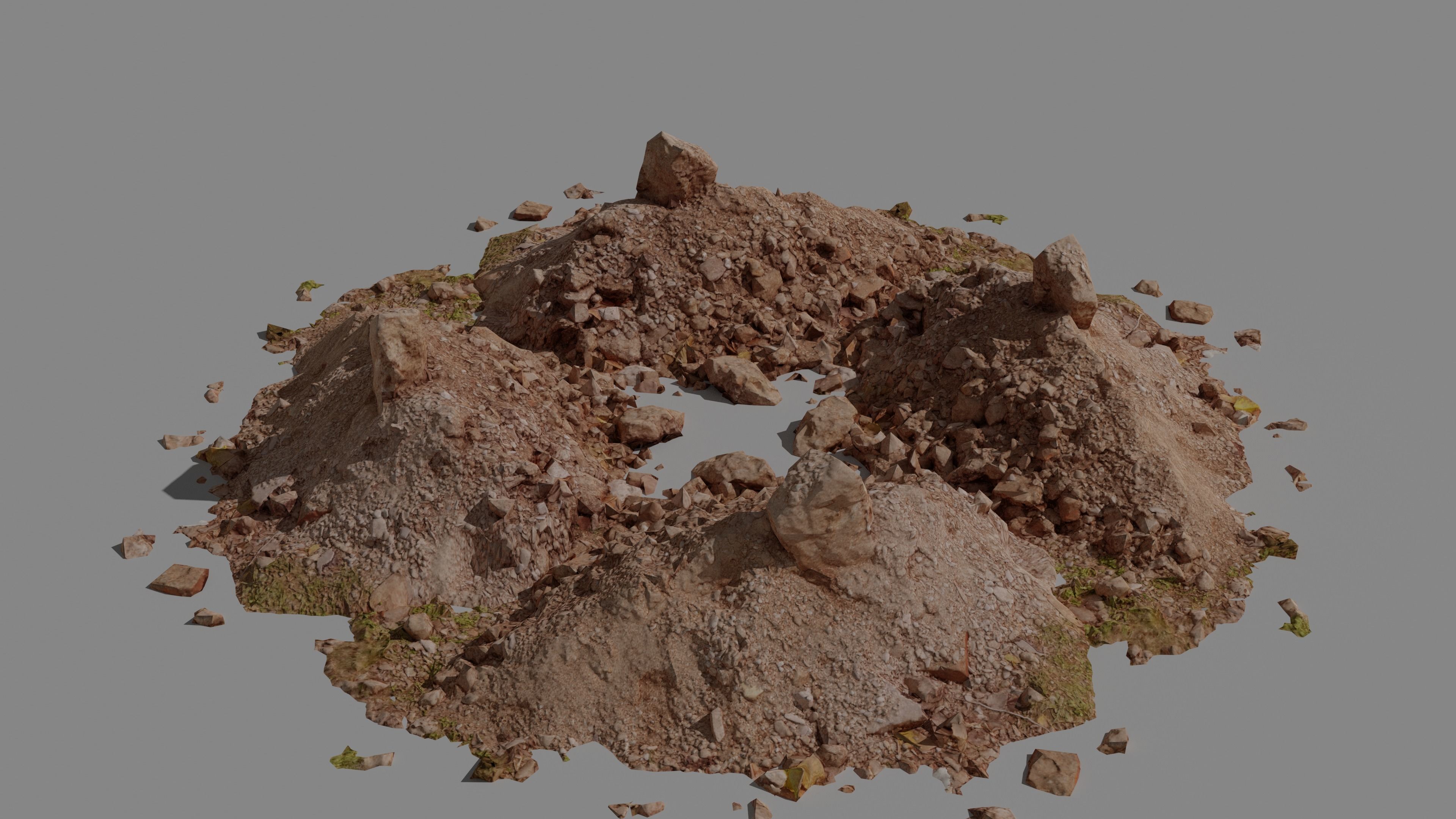 Scanned  pile of dirt game-ready Low-poly 3D model_2