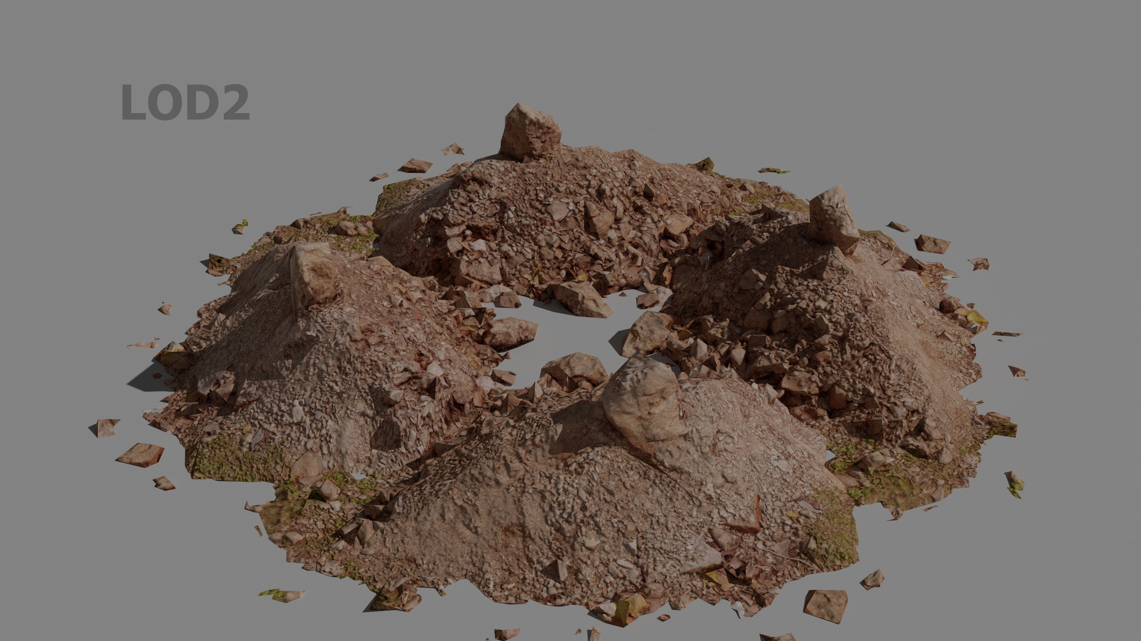 Scanned  pile of dirt game-ready Low-poly 3D model_9