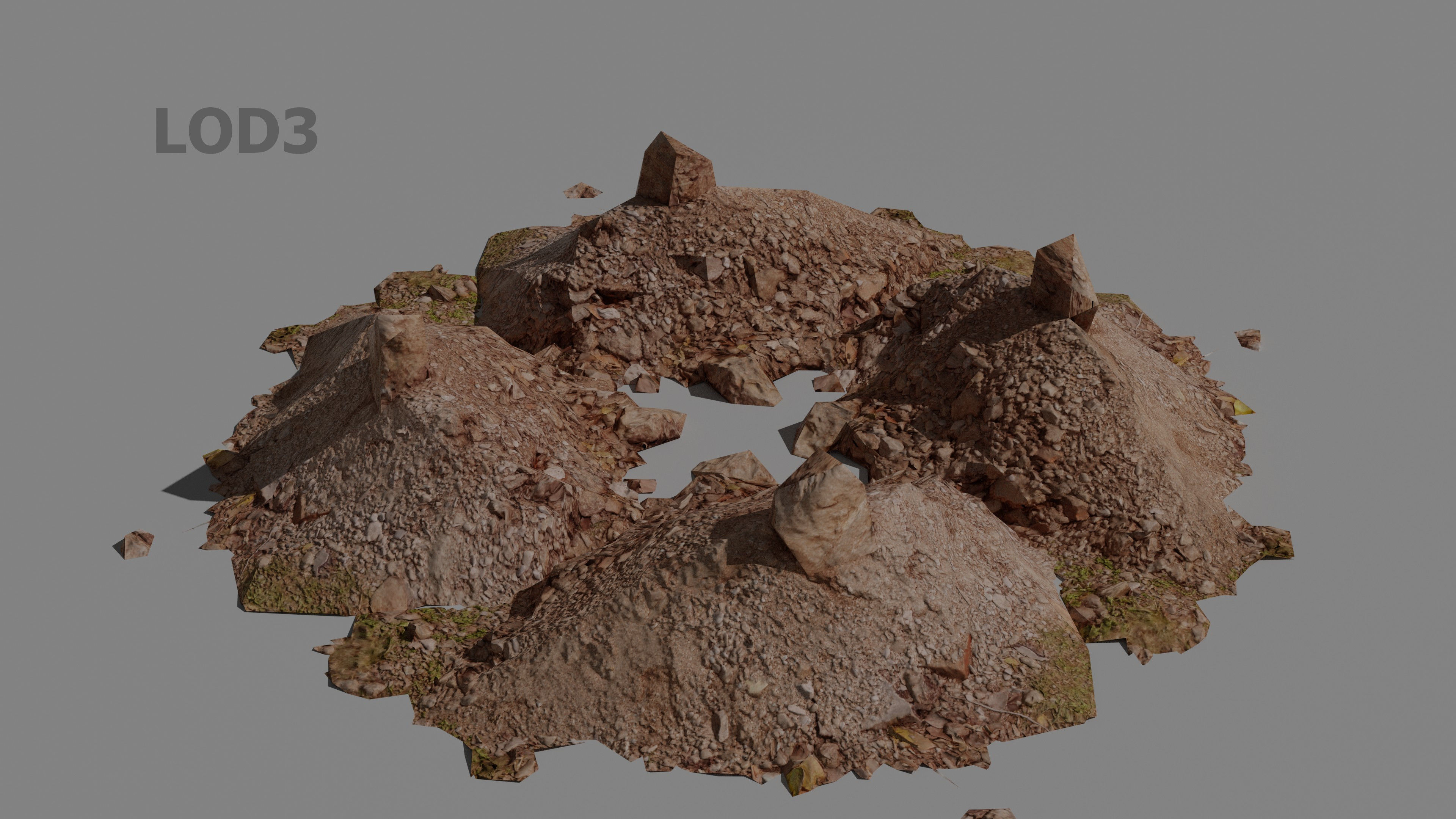 Scanned  pile of dirt game-ready Low-poly 3D model_11