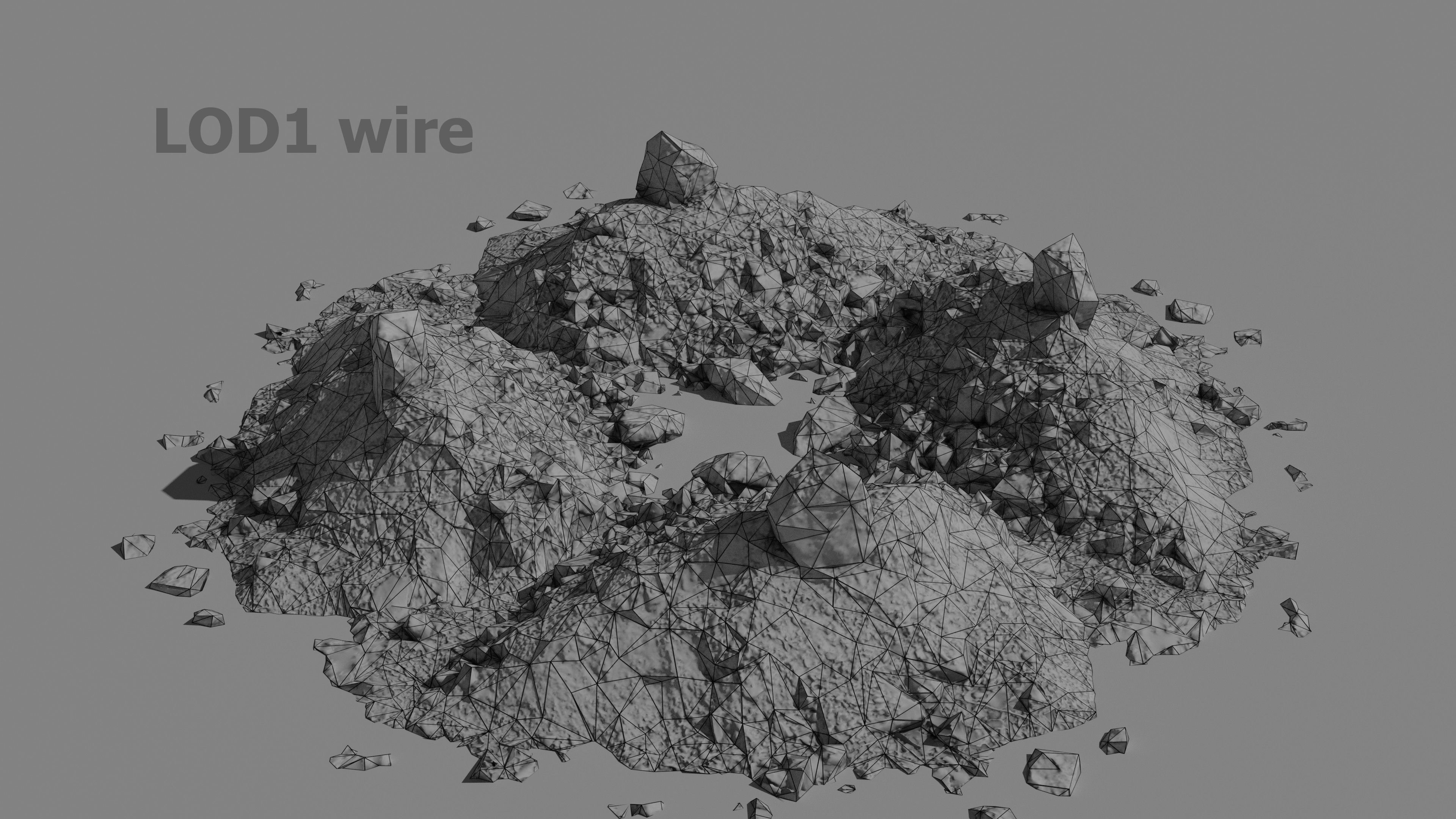 Scanned  pile of dirt game-ready Low-poly 3D model_8