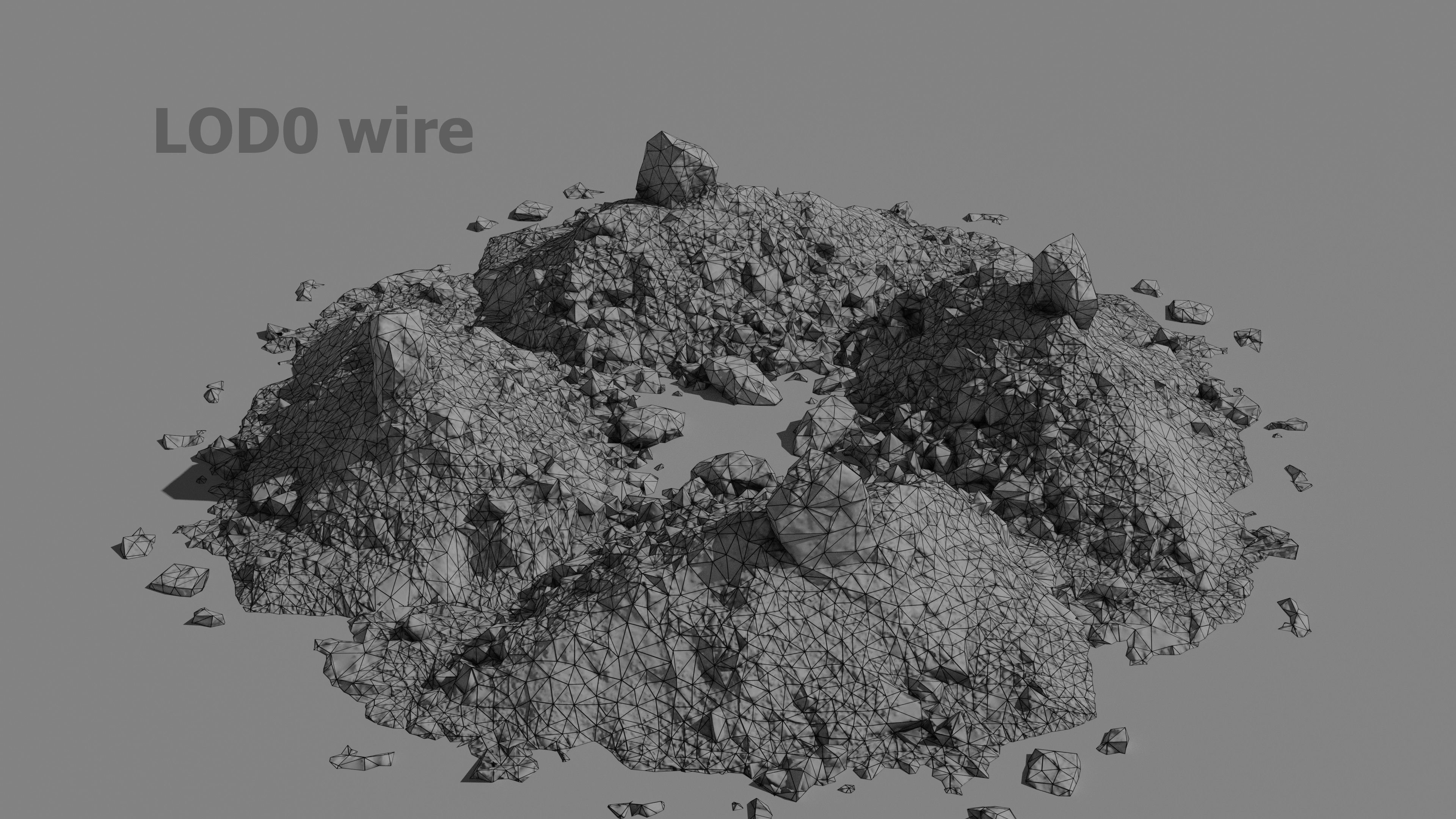 Scanned  pile of dirt game-ready Low-poly 3D model_6