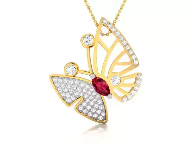 Women butterfly pendant 3dm render detail 3D print model