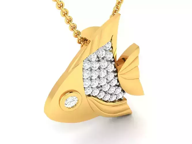 Women fish pendant 3dm render detail