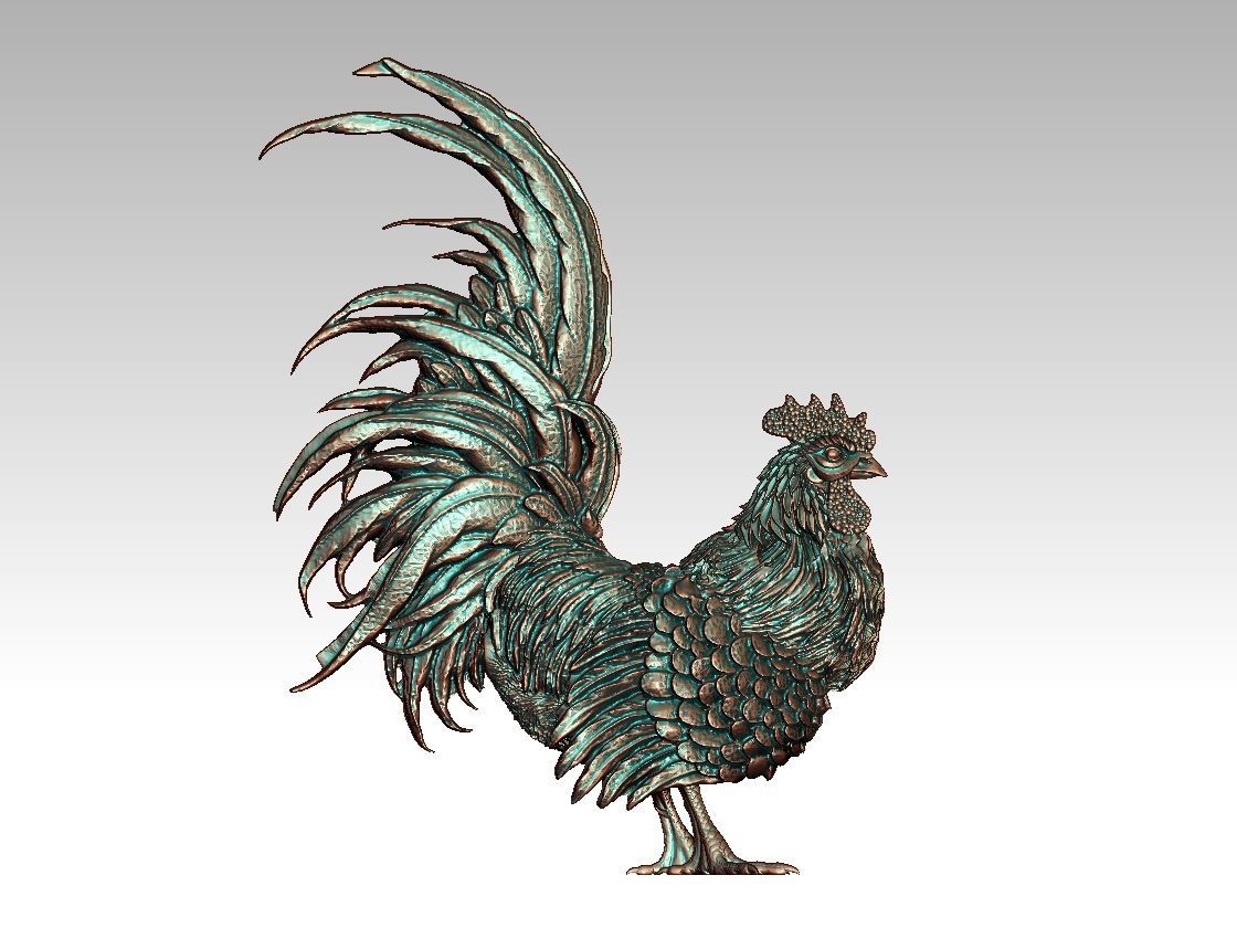 rooster statue 3D print model_17