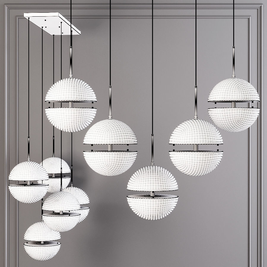 RH HEMISPHERE 5-LIGHT LINEAR CHANDELIER Brass   3D model_1