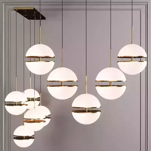 RH HEMISPHERE 5-LIGHT LINEAR CHANDELIER Brass   3D model