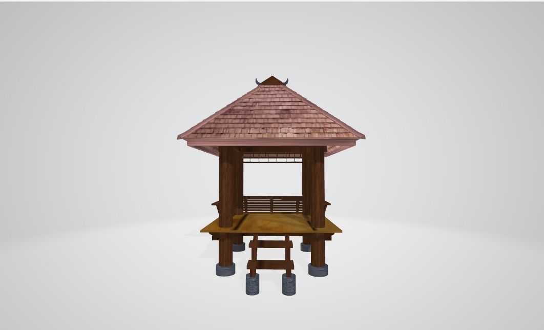 3D Gazebo 4 Poles 3D model_2