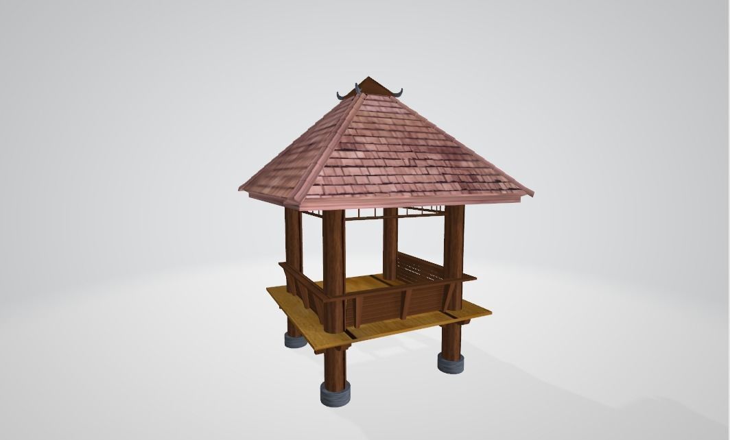 3D Gazebo 4 Poles 3D model_1