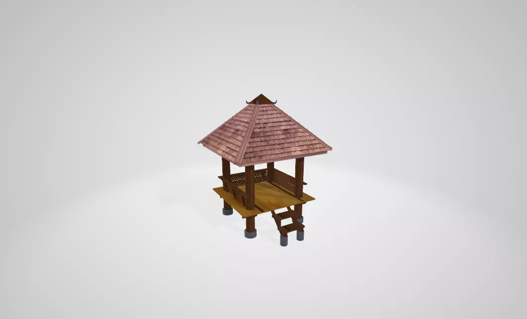 3D Gazebo 4 Poles 3D model_0